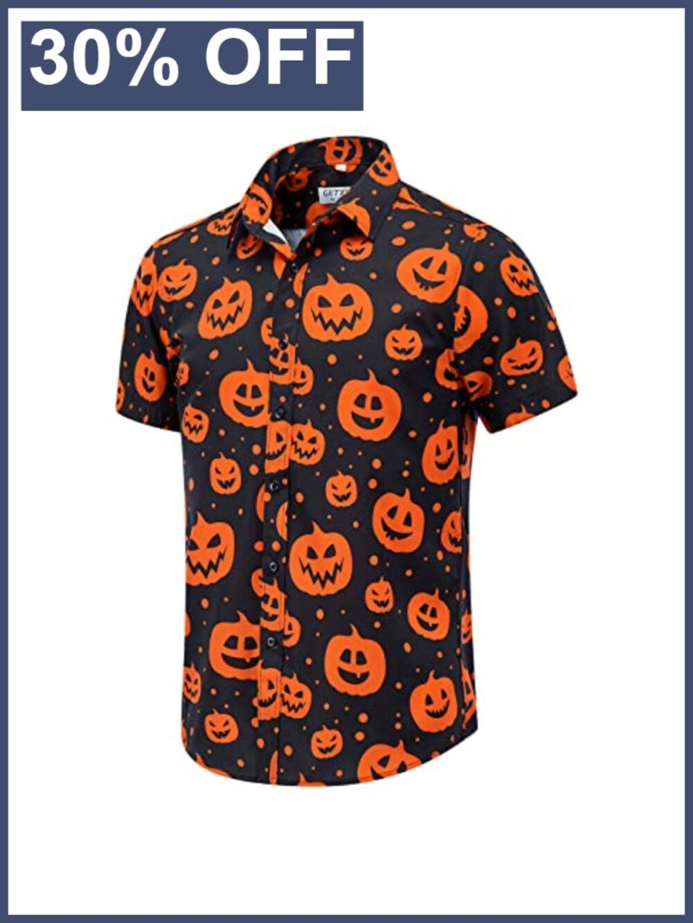 Men's Halloween Skeleton Print Short Sleeve Button Down Shirt